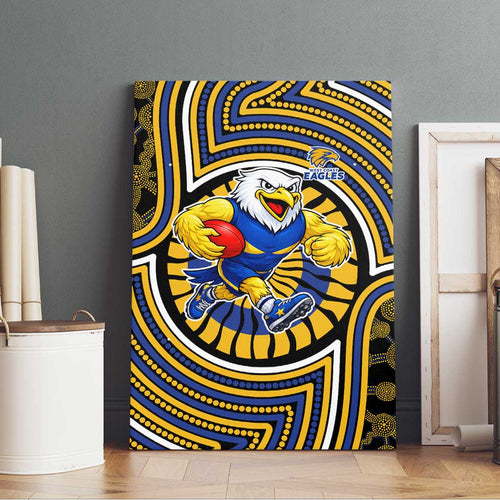 West Coast Eagles Canvas Wall Art Indigenous Monochrome Dot Art Mascot Style