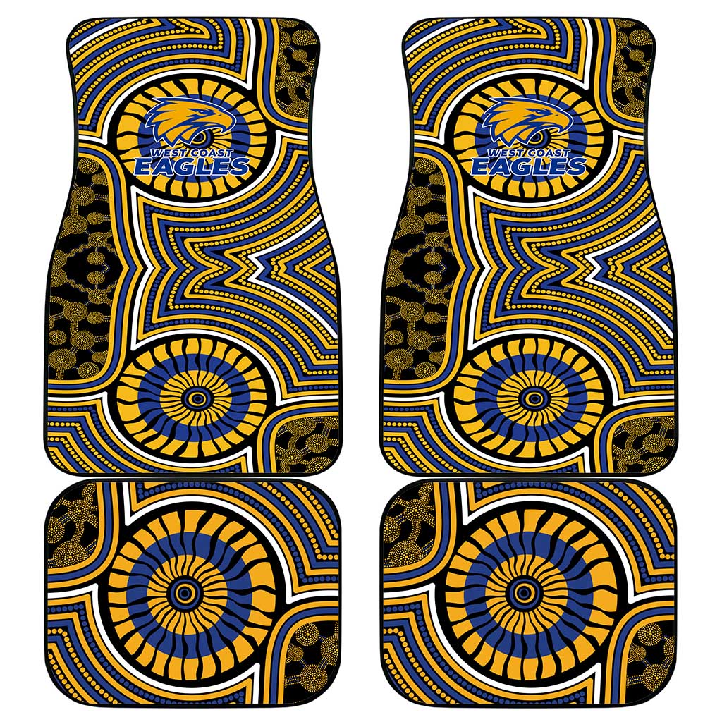 West Coast Eagles Car Mats Indigenous Monochrome Dot Art Mascot Style