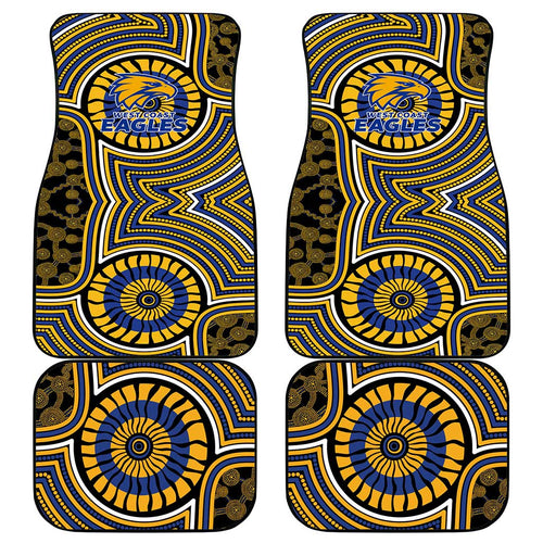 West Coast Eagles Car Mats Indigenous Monochrome Dot Art Mascot Style