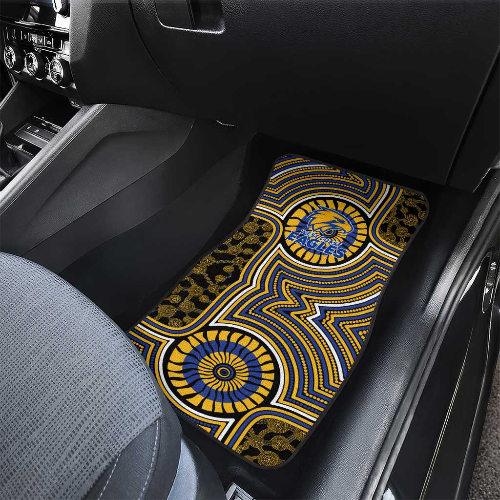 West Coast Eagles Car Mats Indigenous Monochrome Dot Art Mascot Style