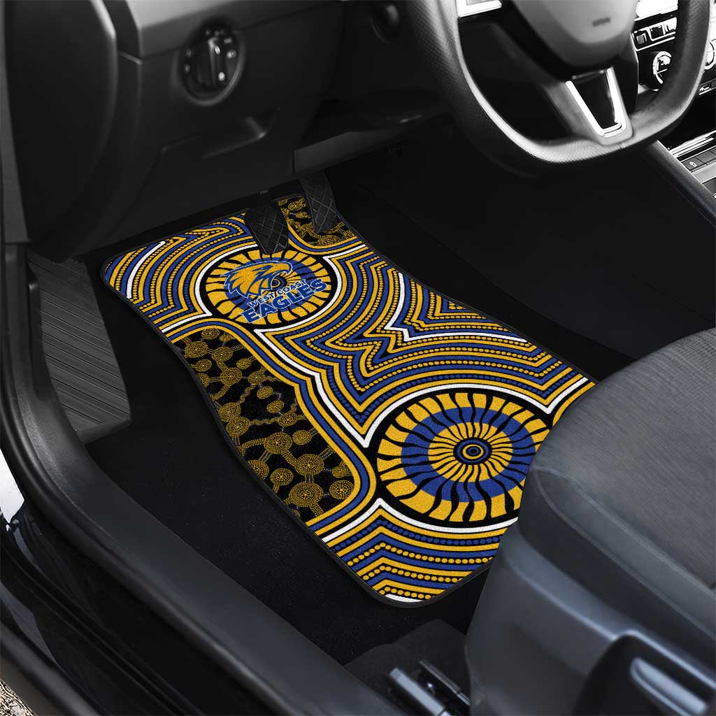 West Coast Eagles Car Mats Indigenous Monochrome Dot Art Mascot Style