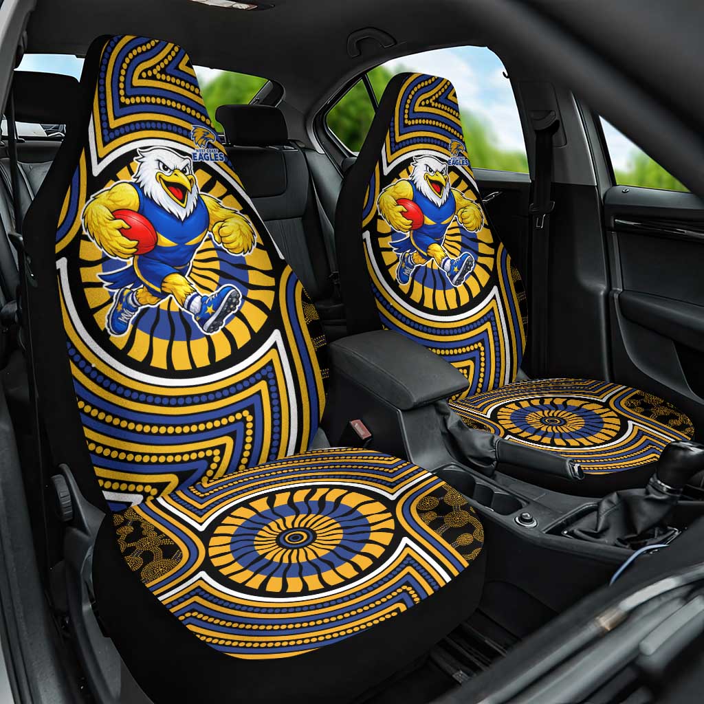 West Coast Eagles Car Seat Cover Indigenous Monochrome Dot Art Mascot Style