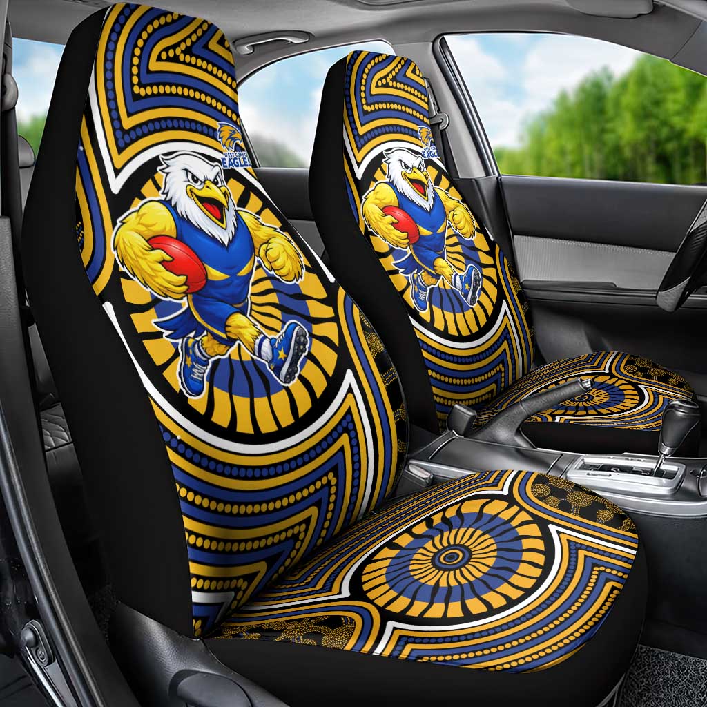 West Coast Eagles Car Seat Cover Indigenous Monochrome Dot Art Mascot Style
