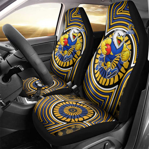 West Coast Eagles Car Seat Cover Indigenous Monochrome Dot Art Mascot Style