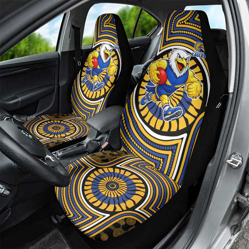 West Coast Eagles Car Seat Cover Indigenous Monochrome Dot Art Mascot Style