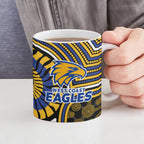 West Coast Eagles Ceramic Mug Indigenous Monochrome Dot Art Mascot Style