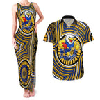 West Coast Eagles Couples Matching Tank Maxi Dress and Hawaiian Shirt Indigenous Monochrome Dot Art Mascot Style