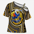 West Coast Eagles Cross Shoulder Shirt Indigenous Monochrome Dot Art Mascot Style