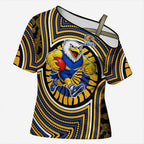 West Coast Eagles Cross Shoulder Shirt Indigenous Monochrome Dot Art Mascot Style