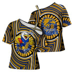 West Coast Eagles Cross Shoulder Shirt Indigenous Monochrome Dot Art Mascot Style