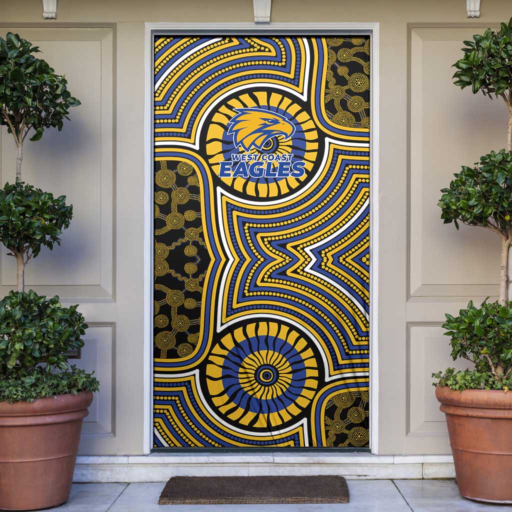 West Coast Eagles Door Cover Indigenous Monochrome Dot Art Mascot Style