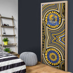 West Coast Eagles Door Cover Indigenous Monochrome Dot Art Mascot Style