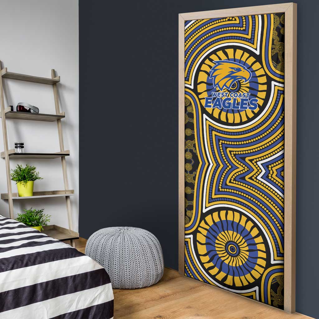 West Coast Eagles Door Cover Indigenous Monochrome Dot Art Mascot Style