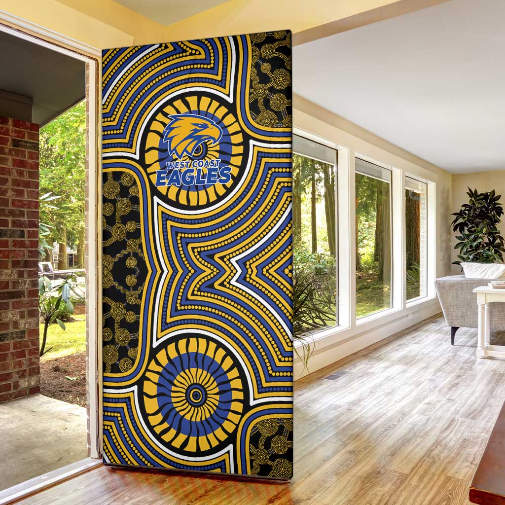 West Coast Eagles Door Cover Indigenous Monochrome Dot Art Mascot Style