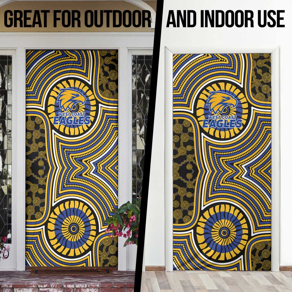 West Coast Eagles Door Cover Indigenous Monochrome Dot Art Mascot Style