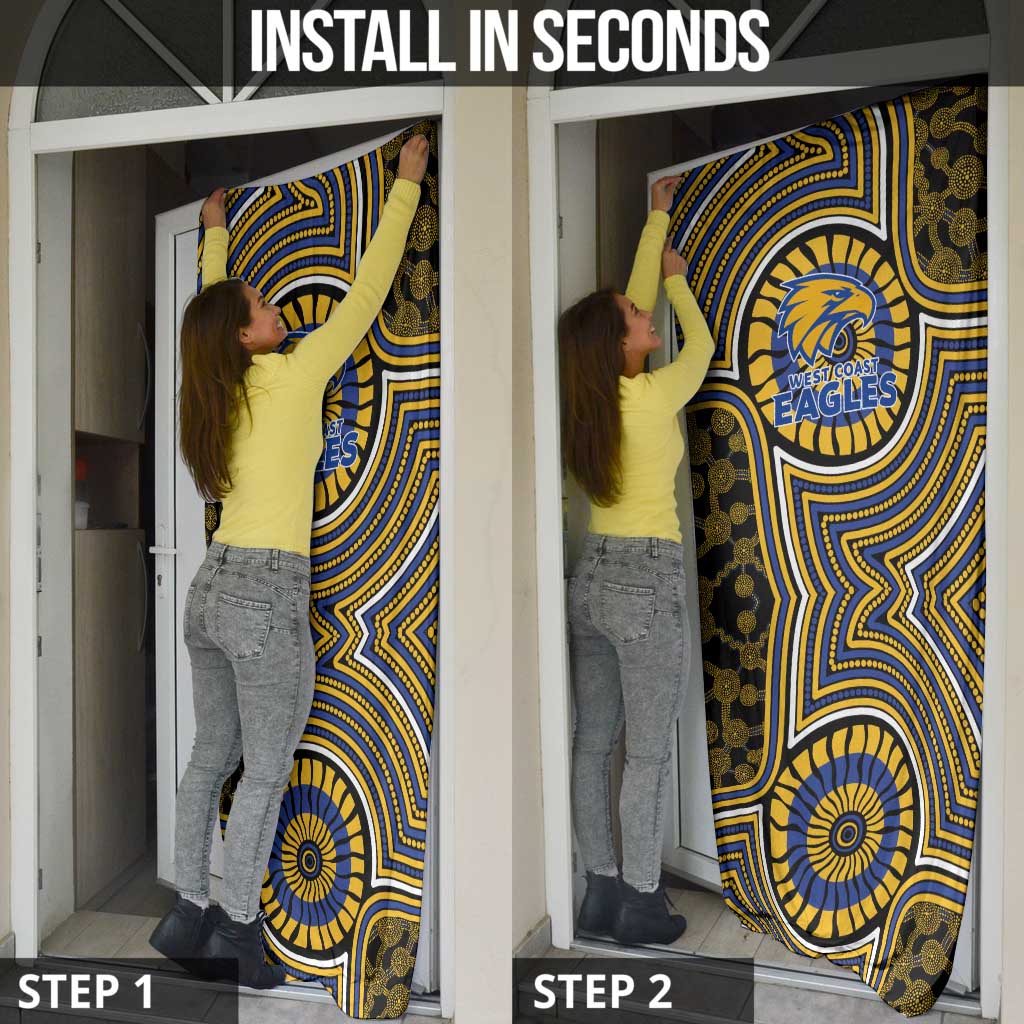 West Coast Eagles Door Cover Indigenous Monochrome Dot Art Mascot Style