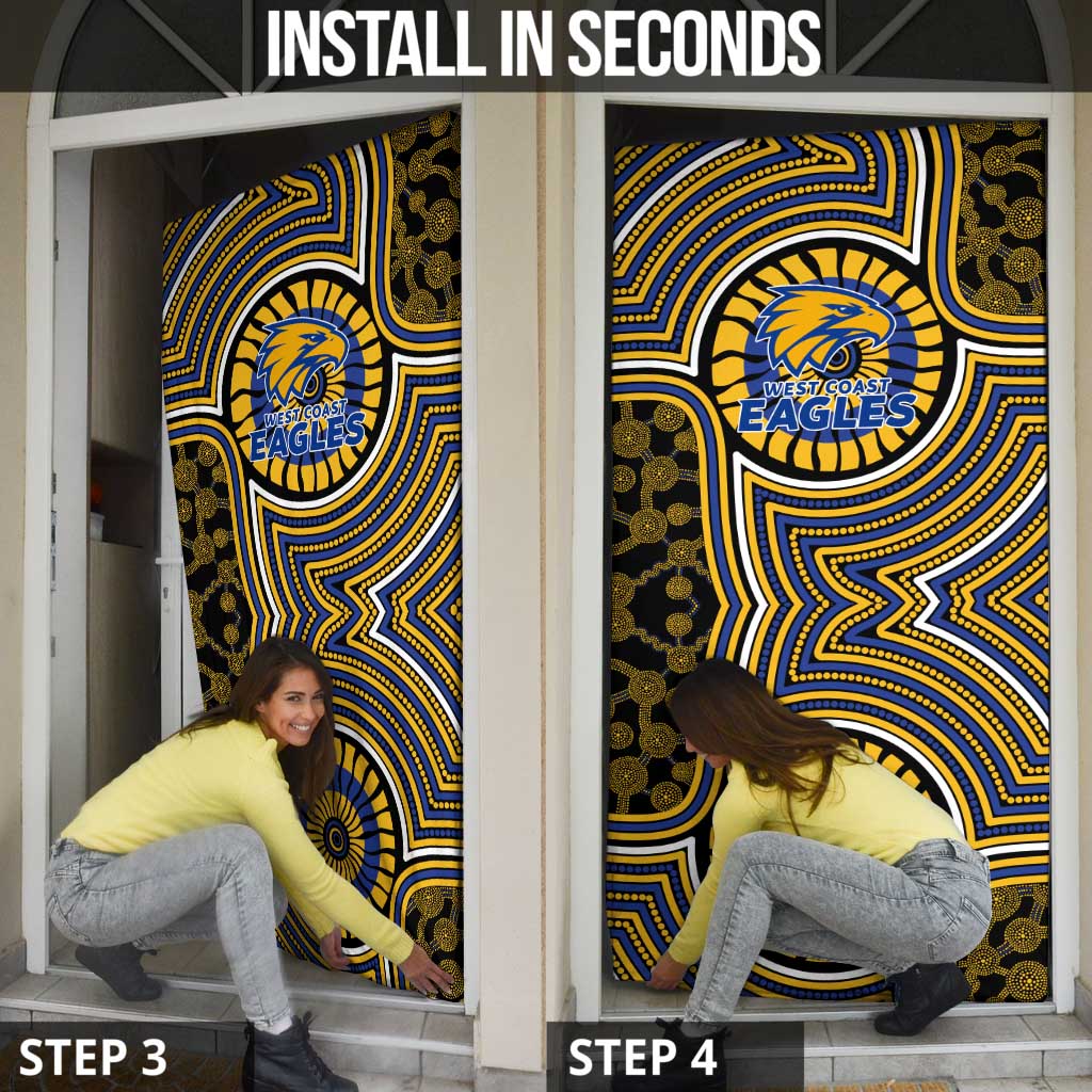 West Coast Eagles Door Cover Indigenous Monochrome Dot Art Mascot Style