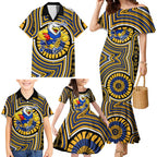 West Coast Eagles Family Matching Mermaid Dress and Hawaiian Shirt Indigenous Monochrome Dot Art Mascot Style