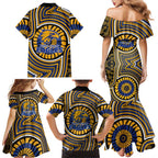 West Coast Eagles Family Matching Mermaid Dress and Hawaiian Shirt Indigenous Monochrome Dot Art Mascot Style
