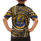 West Coast Eagles Family Matching Puletasi and Hawaiian Shirt Indigenous Monochrome Dot Art Mascot Style