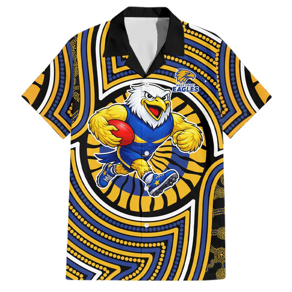 West Coast Eagles Family Matching Puletasi and Hawaiian Shirt Indigenous Monochrome Dot Art Mascot Style