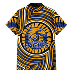 West Coast Eagles Family Matching Short Sleeve Bodycon Dress and Hawaiian Shirt Indigenous Monochrome Dot Art Mascot Style