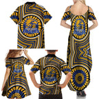 West Coast Eagles Family Matching Summer Maxi Dress and Hawaiian Shirt Indigenous Monochrome Dot Art Mascot Style