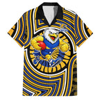 West Coast Eagles Family Matching Summer Maxi Dress and Hawaiian Shirt Indigenous Monochrome Dot Art Mascot Style