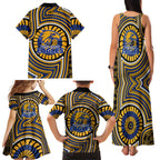 West Coast Eagles Family Matching Tank Maxi Dress and Hawaiian Shirt Indigenous Monochrome Dot Art Mascot Style