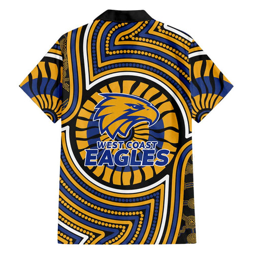 West Coast Eagles Family Matching Tank Maxi Dress and Hawaiian Shirt Indigenous Monochrome Dot Art Mascot Style
