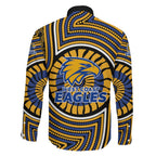 West Coast Eagles Family Matching Tank Maxi Dress and Hawaiian Shirt Indigenous Monochrome Dot Art Mascot Style