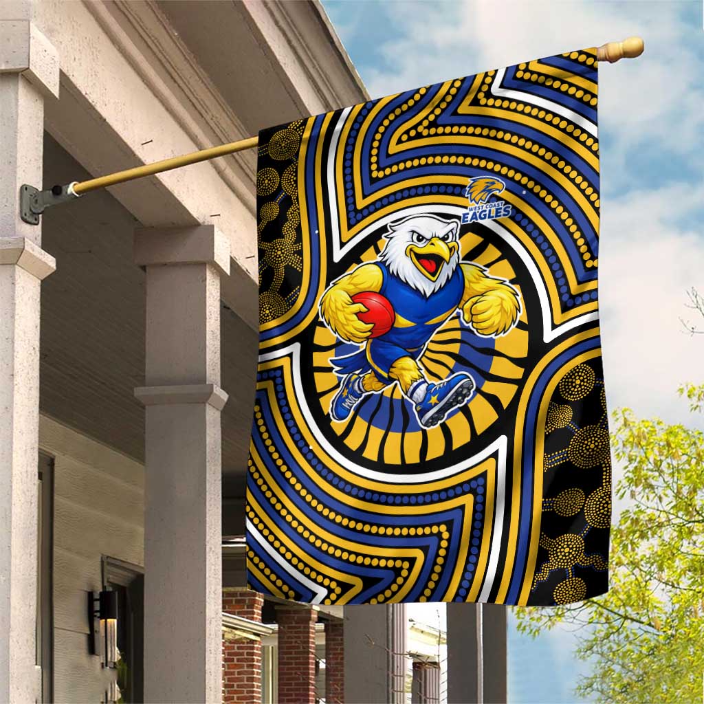 West Coast Eagles Garden Flag Indigenous Monochrome Dot Art Mascot Style