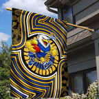 West Coast Eagles Garden Flag Indigenous Monochrome Dot Art Mascot Style