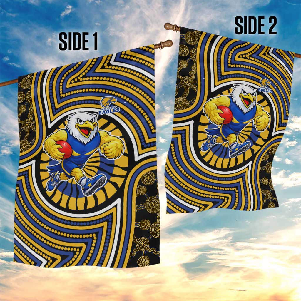 West Coast Eagles Garden Flag Indigenous Monochrome Dot Art Mascot Style