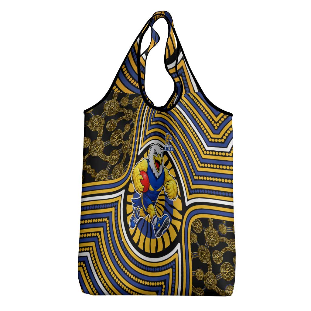 West Coast Eagles Grocery Bag Indigenous Monochrome Dot Art Mascot Style