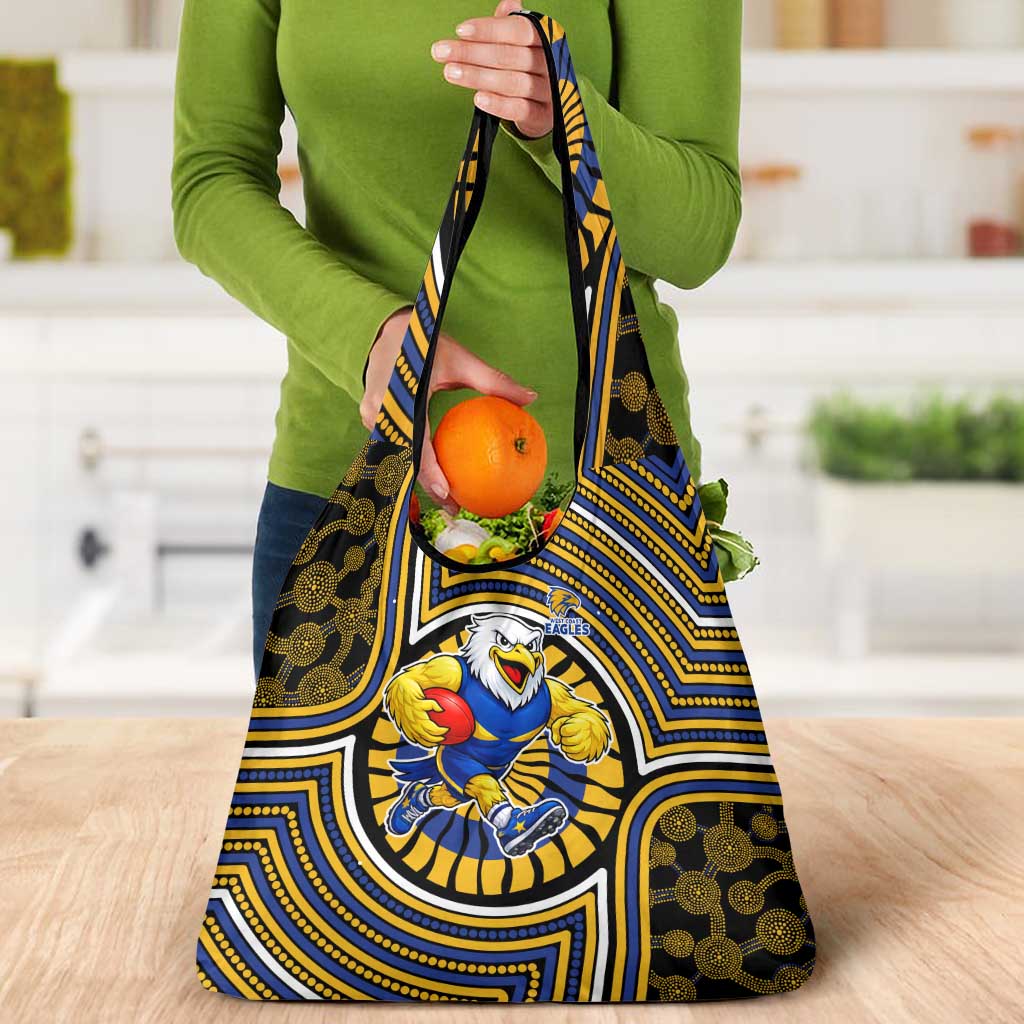 West Coast Eagles Grocery Bag Indigenous Monochrome Dot Art Mascot Style