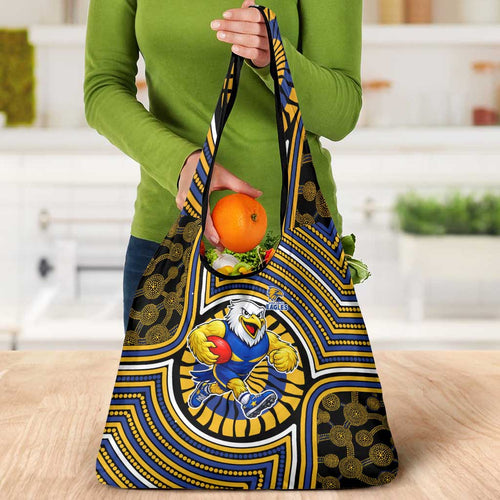 West Coast Eagles Grocery Bag Indigenous Monochrome Dot Art Mascot Style