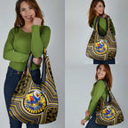West Coast Eagles Grocery Bag Indigenous Monochrome Dot Art Mascot Style