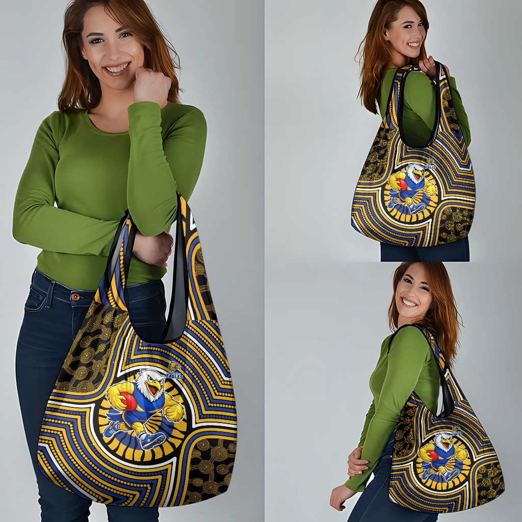 West Coast Eagles Grocery Bag Indigenous Monochrome Dot Art Mascot Style