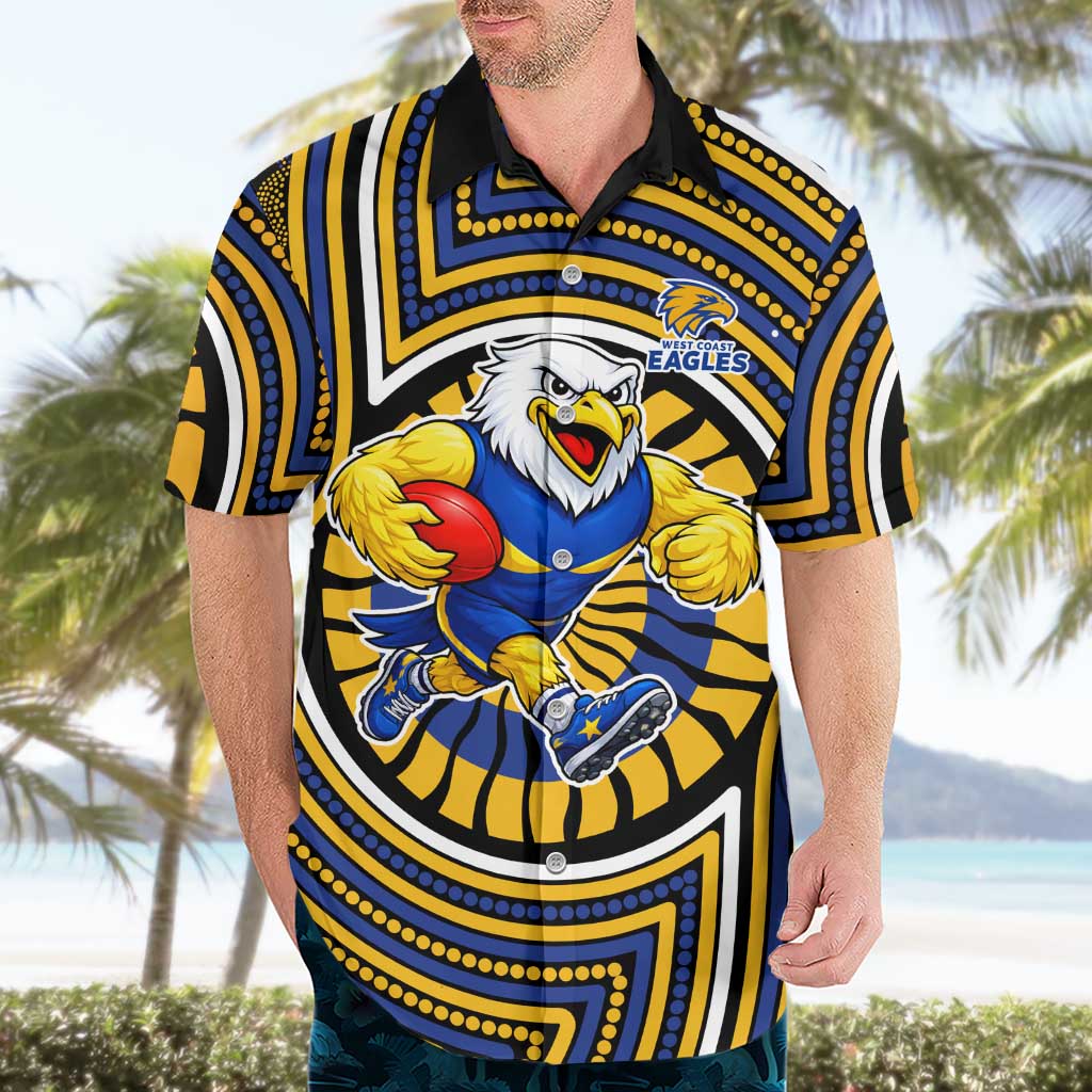 West Coast Eagles Hawaiian Shirt Indigenous Monochrome Dot Art Mascot Style