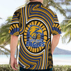 West Coast Eagles Hawaiian Shirt Indigenous Monochrome Dot Art Mascot Style