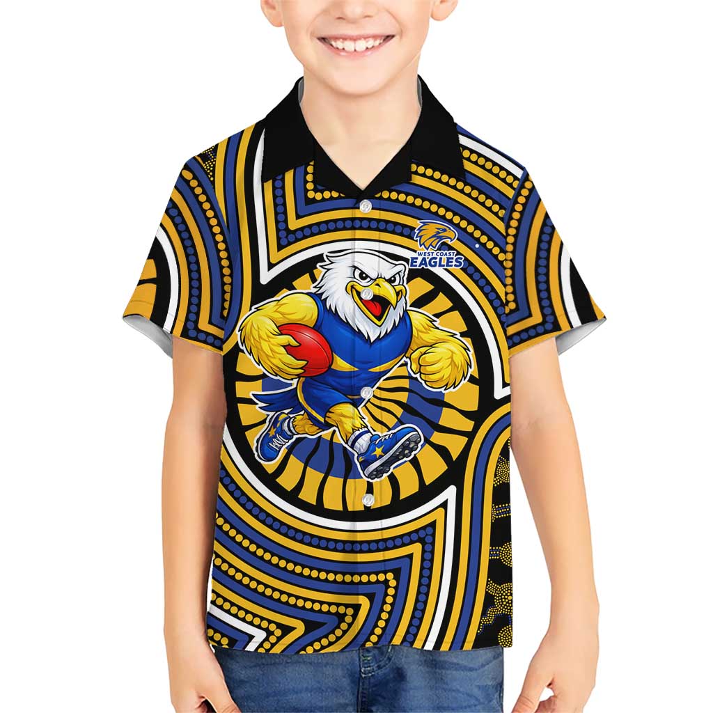 West Coast Eagles Hawaiian Shirt Indigenous Monochrome Dot Art Mascot Style