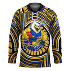West Coast Eagles Hockey Jersey Indigenous Monochrome Dot Art Mascot Style