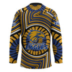 West Coast Eagles Hockey Jersey Indigenous Monochrome Dot Art Mascot Style