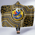 West Coast Eagles Hooded Blanket Indigenous Monochrome Dot Art Mascot Style