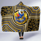 West Coast Eagles Hooded Blanket Indigenous Monochrome Dot Art Mascot Style