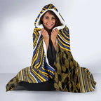 West Coast Eagles Hooded Blanket Indigenous Monochrome Dot Art Mascot Style