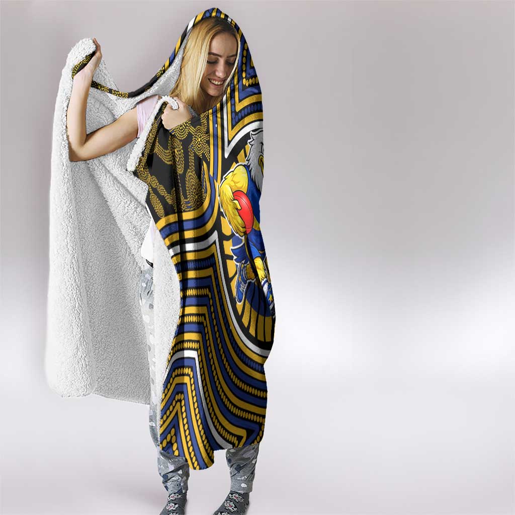 West Coast Eagles Hooded Blanket Indigenous Monochrome Dot Art Mascot Style