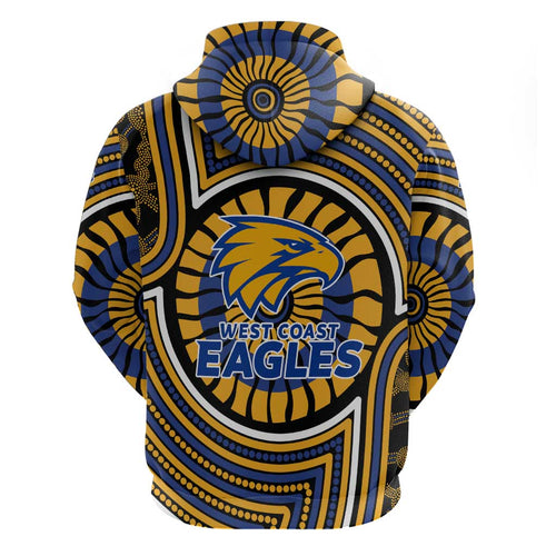West Coast Eagles Hoodie Indigenous Monochrome Dot Art Mascot Style