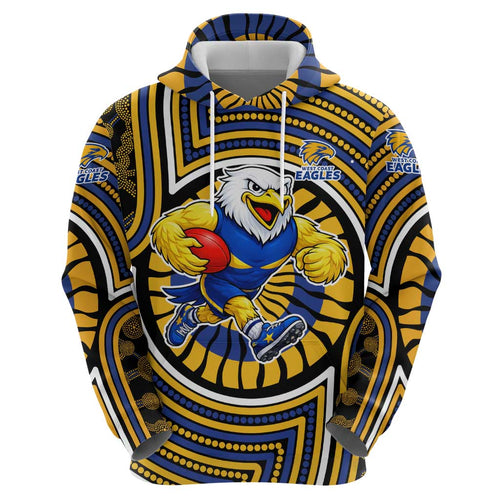 West Coast Eagles Hoodie Indigenous Monochrome Dot Art Mascot Style